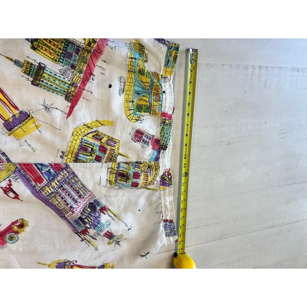 Vintage Gene Ewing Bis Linen Midi Skirt Architectural Building Print White L - Picture 6 of 7